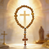 Wooden Bead Prayer Bracelet with Orthodox Cross | Baptism Gift