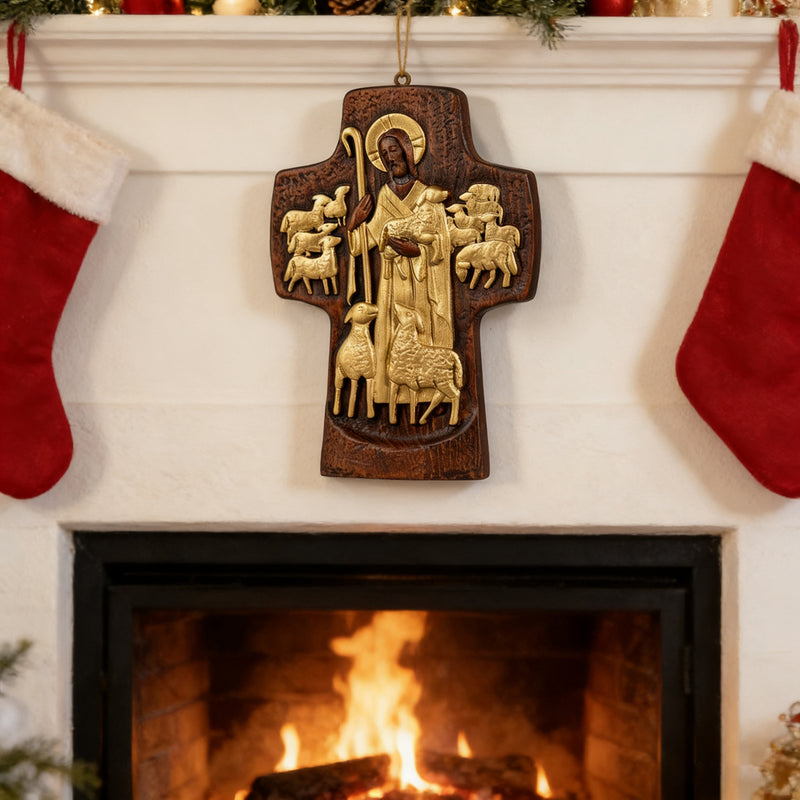 Good Shepherd Wooden Cross: A Religious Gift of Endless Care & Guidance