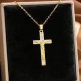 Zircon-Encrusted Jesus Cross Necklace: Faith Worn with Grace