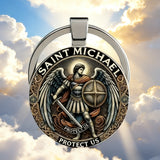 Saint Michael Defender Glass Keychain: Carry His Protection in Your Pocket