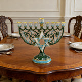 Hanukkah Hand-Painted Menorah: Illuminate the Jewish People's Covenant of Light with Artisan Brushstrokes