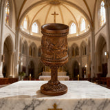 Boxwood "Last Supper" Chalice  Hand-Carved Communion Cup | Eternal Symbol of Redemption & Fellowship