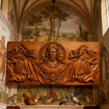 Trinity of Grace” Hand-Carved Jesus & Holy Spirit Wood Wall Art – 22.75