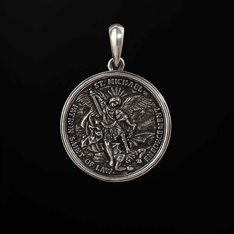 Archangel Michael S925K Silver Round Necklace