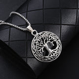 Tree of Life Necklace Pendant Stainless Steel Protection Lucky Talisman Celtic Jewelry for Men Women