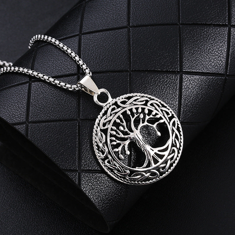 Baum des Lebens Halskette Anhänger Edelstahl Schutz Lucky Talisman Keltischer Schmuck für Männer Frauen