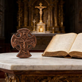 Hand-Carved Beechwood “Hand of Redemption” Crucifix | The Passion and Divine Grace of Christ