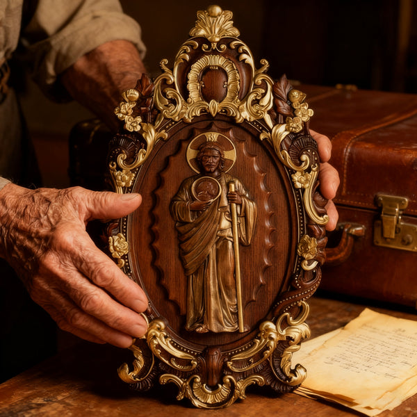 St. Jude Wooden Religious Icon Wall Artwork - Patron Saint of Despair in Troubled Times