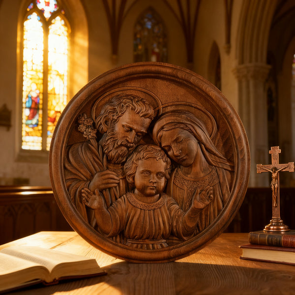 Holy Family Wooden Plaque: A Christian Symbol of Love, Faith, & Family