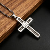 Modern Cable Wire Inlay Cross Pendant Necklace