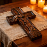 Bgcopper 6 inches Savior Jesus Cross Wood carving - Mini version