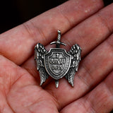 St Michael's Archangel Shield Stainless Steel Necklace