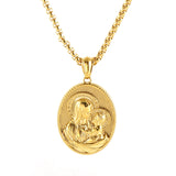 18K Gold Plated Blessed Virgin Mary Madonna and Infant Jesus Necklace