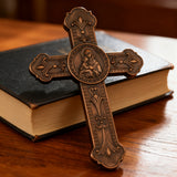 Wooden crucifix of the Virgin, Virgin Mary, Baby Jesus, religious wooden icon, wall crucifix, wall decoration