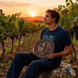 Saint Benedict religious icon, natural wood carved wall decoration