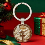 "Divine Blessing" Silver Dove & Cross Keychain – A Symbol of Faith, Peace, and God's Grace