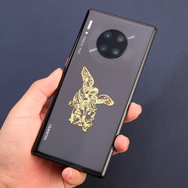 Luxury Religious Jesus Virgin Mary Gold Plated Copper Mobile Phone Decorative Sticker