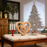 12-inch heart-shaped wood carving: carving time in the name of love