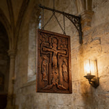 Hand-Carved Crucifix Wood Plaque: A Sacred Tribute to Redemption