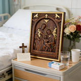 Beechwood Holy Family Wall Hanging: Carving Devotion in Wood, Bringing Sacred Warmth