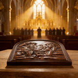 Natural Beech Nativity Scene Wood Carving Plaque: The Heart of Christmas in Handcrafted Wood