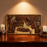 Nativity Scene Wood Carved Plaque, Religious Wall Decor, Christmas Gift