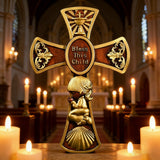 “Bless This Child” Prayer Boy/Girl Cross Wooden Sculpture
