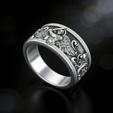 S925K Silver Archangel Michael Ring | Sacred Protection and Baroque Rococo Style Engravings