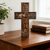 BGCOPPER Savior Jesus Cross - Carved from Natural Wood