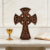 Celtic Love Cross Hand-Carved Wooden Wall Art: Faith, Unity, and Timeless Craft