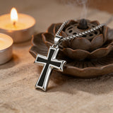 Silver & Black Textured Cross Necklace: A Stylish Fusion of Faith and Edge