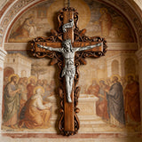 Silver painted version Ash wood Crucifix ，Jesus Christ, wooden Cross gift of love