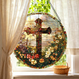 Stained Glass Cross Acrylic Suncatcher: A Christian Symbol of Beauty & Redemption
