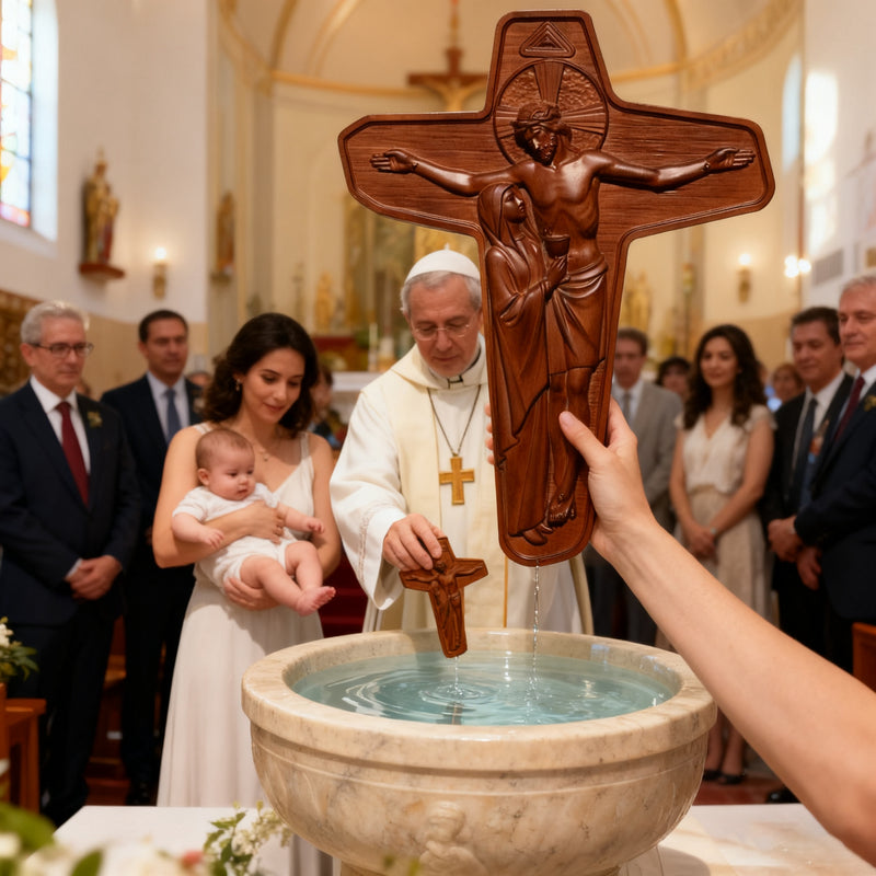 🕯️ Joan of Arc Cross Wood Carving – Our Lady of Sorrows / Crucifix