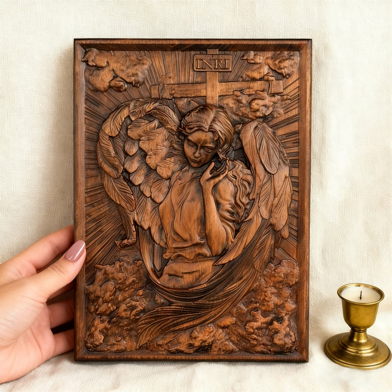 🌟 Archangel Chamuel Wood Carving – Angel of Peaceful Relationships 🌟