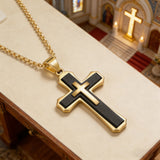 New Stainless Steel Layered Cross Pendant Necklace