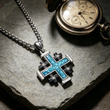 Orthodox Jerusalem Cross Turquoise Necklace – Faith, Heritage & Timeless Strength