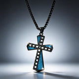 Natural Turquoise Stainless Steel Cross Necklace | Hip-Hop Christian Jewelry