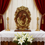 Bgcopper Holy family Nativity Wood Carving Gift Religious Family Wall Decor