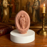 Oval Virgin Mary Scented Candle: A Sacred Blend of Devotion & Elegance