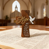Ornate "Love" "Faith" "Hope" Wooden Cross, Solid Wood Cross