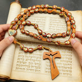 Wooden Medal Rosary with Cross