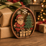 3D Layered Wooden Santa Christmas Ornament