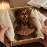 Boxwood Jesus Crown with Thorns Half-Length Desktop Ornament