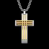 Modern Interwoven Stripe Cross Necklace – Bold Faith, Urban Style