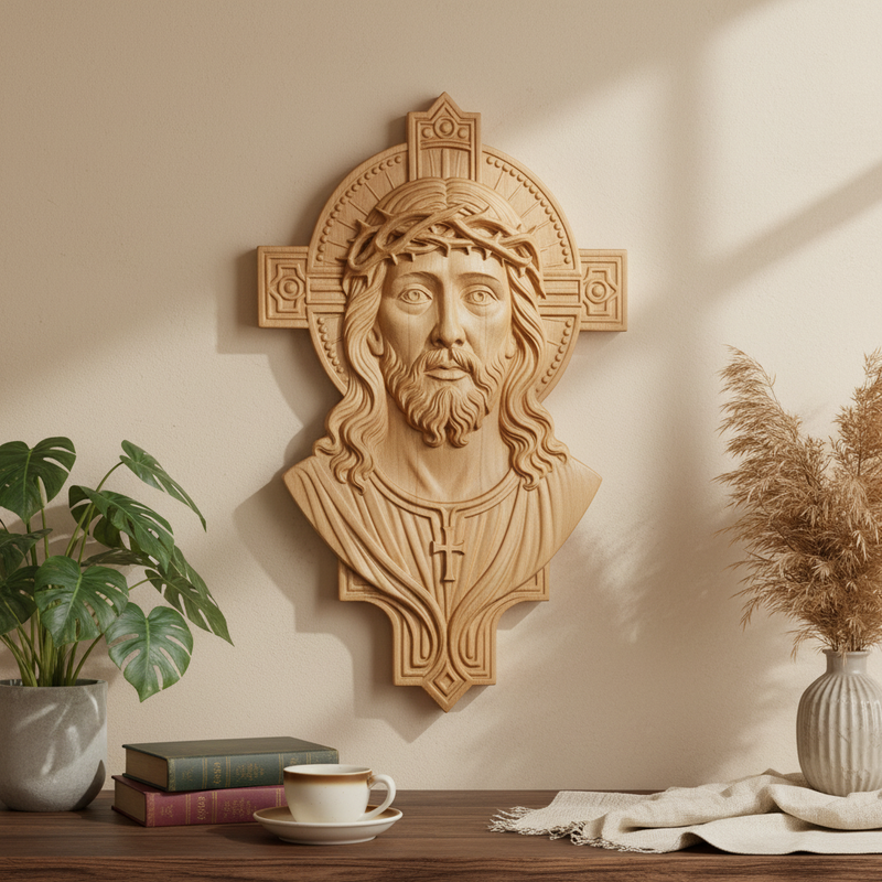 Jesus Plaque – Vintage Brick Wall Warm Light