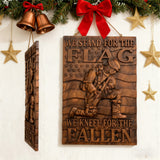 We Stand For The Flag, We Kneel For The Fallen -American soldier wood carving memorial icon