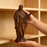Hand Carved Sacred Heart of Jesus Virgin Mary Wooden Tabletop Ornament