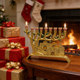 Golden Jerusalem 9-Branch Menorah: Light That Ties to the Holy City
