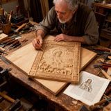 The Good Shepherd Beechwood Icon – Hand-Carved Christian Home Decor | Christ the Shepherd Wall Art